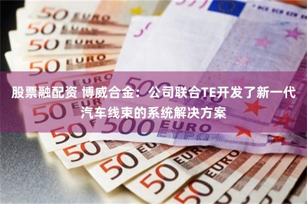 股票融配资 博威合金：公司联合TE开发了新一代汽车线束的系统解决方案
