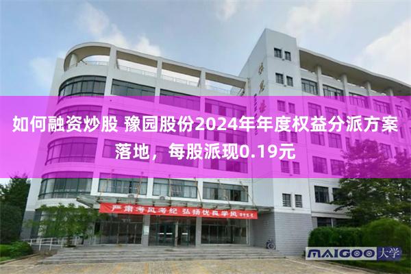 如何融资炒股 豫园股份2024年年度权益分派方案落地，每股派现0.19元