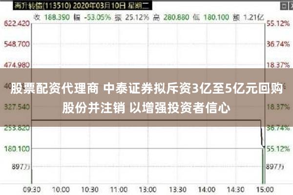 股票配资代理商 中泰证券拟斥资3亿至5亿元回购股份并注销 以增强投资者信心