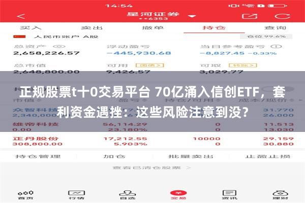 正规股票t十0交易平台 70亿涌入信创ETF，套利资金遇挫：这些风险注意到没？