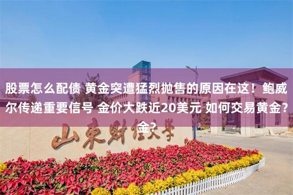 股票怎么配债 黄金突遭猛烈抛售的原因在这！鲍威尔传递重要信号 金价大跌近20美元 如何交易黄金？