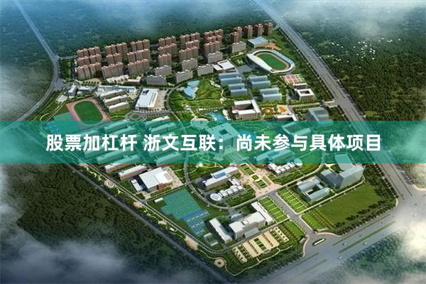 股票加杠杆 浙文互联：尚未参与具体项目