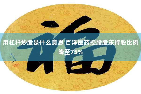 用杠杆炒股是什么意思 百洋医药控股股东持股比例降至75%
