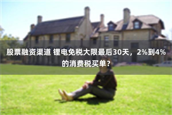 股票融资渠道 锂电免税大限最后30天，2%到4%的消费税买单？